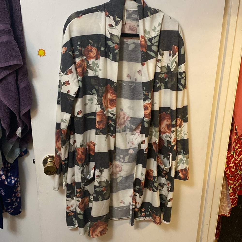 Bellamie Striped and Floral cardigan/duster